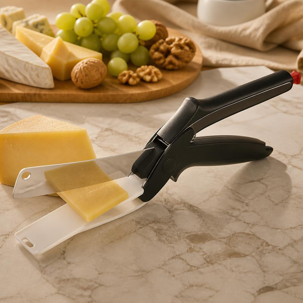Cortando queso con el cortador 2 en 1