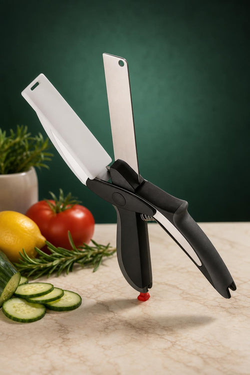 Cortador de cocina con verduras frescas